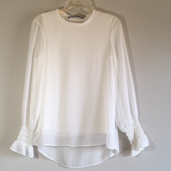Zara Tops - Nwt Zara Blouse Long Sleeve Wide Cuff Bell Chiffon